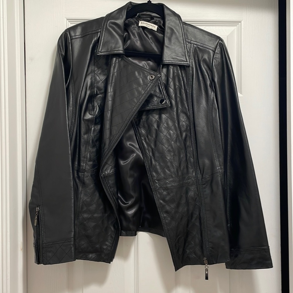 Never worn leather Balenciaga jacket